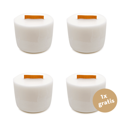 Nachhaltiges Duftkerzen Refillset zum Selbstzusammenstellen: UpCandle Mix & Match Set mit vier 200g Nachfüll-Kerzen für Relax, Happiness, Energy und Focus aus Berlin.